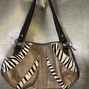 Fossil Genuine Leather Zebra Print Purse Shoulder Bag